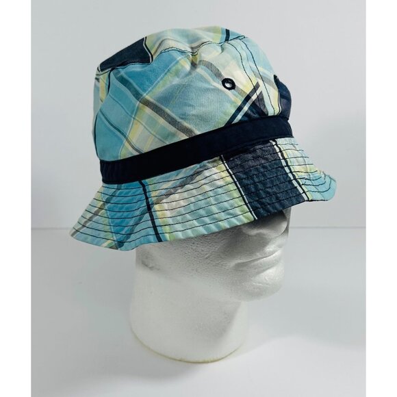 Kitestrings Reversible Plaid & Solid Navy Blue Bucket Hat For Boys Size Large - Picture 3 of 15